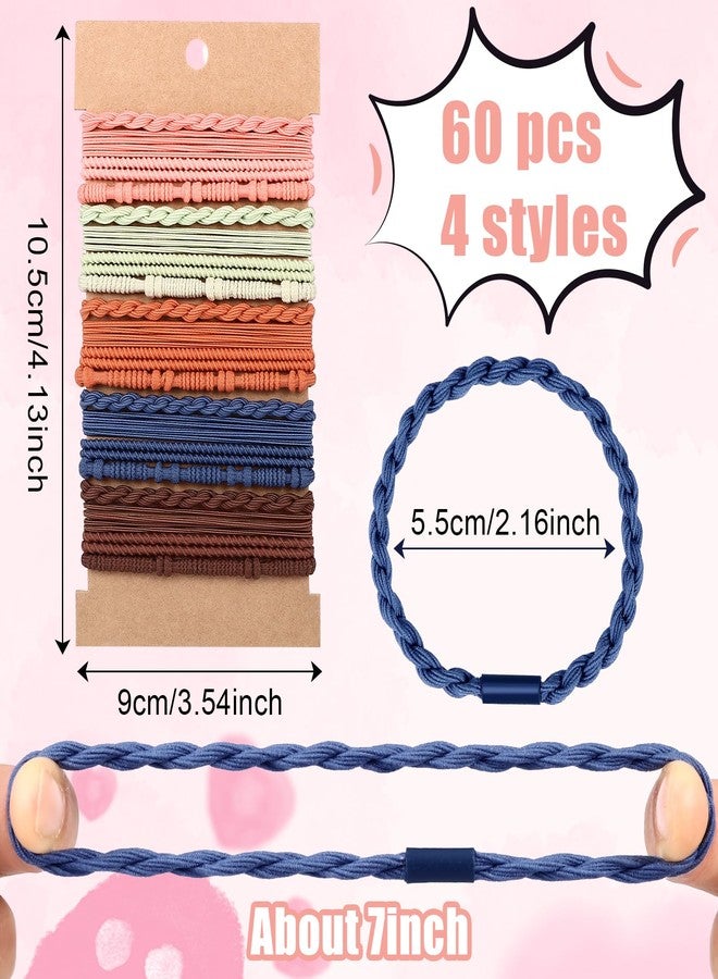 Draupnir 60 Pcs Boho Hair Ties, 4 Styles Elastic Hair Tie Bracelets for Women Hair Tie Bracelets Ponytail Holders for Girls with Thick and Thin Hair - Image 2